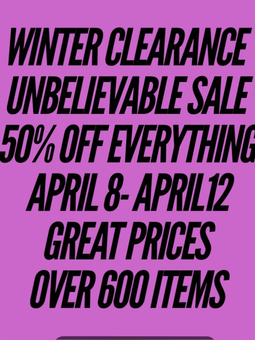 50% OFF ALL ITEMS 
BUNDLE YOUR LIKES
MAKE ROOM FOR SUMMER